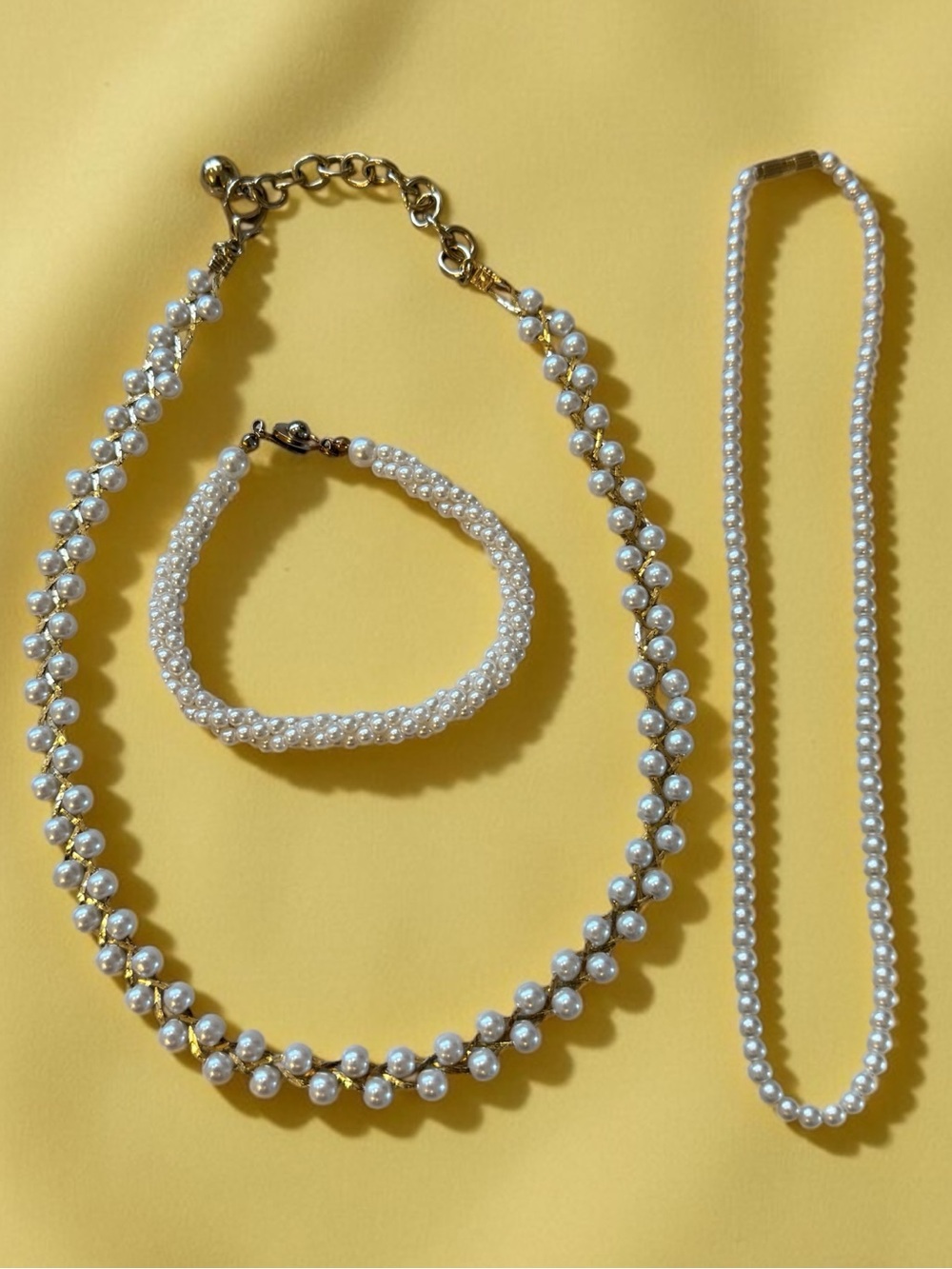 🫶🏻 Elegant Pearl Necklaces and Bracelet Set